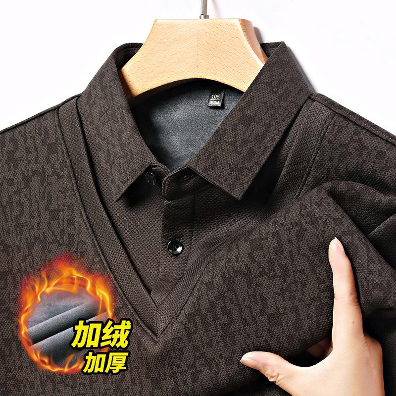 

Осенне-зимняя бархатная рубашка-поло из двух частей, мужская повседневная рубашка с леопардовым принтом, утолщенная, теплая, с длинными рукавами L хаки