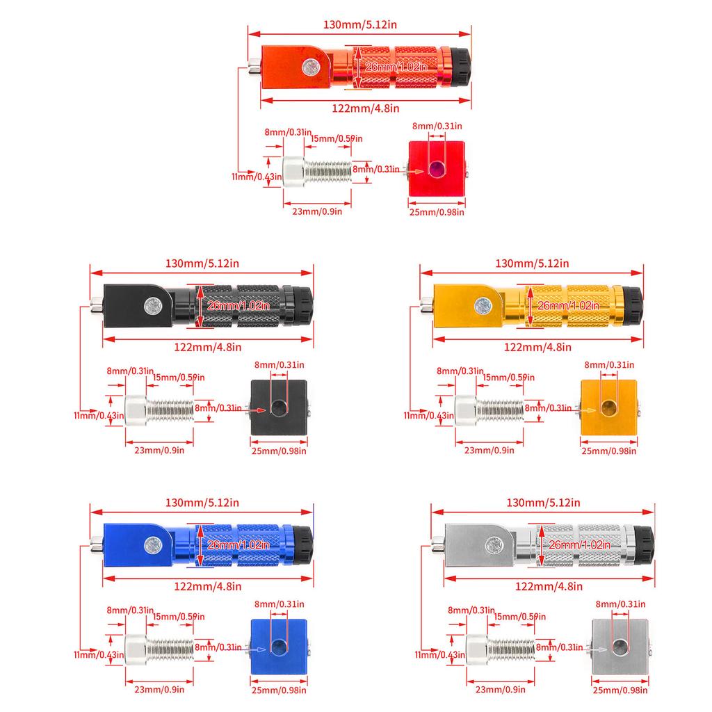 2Pcs otorcycle Foldable Foot Pegs Foot Rest 8 Antislip Aluiniu Alloy  for Bikes  UTV  Kart
