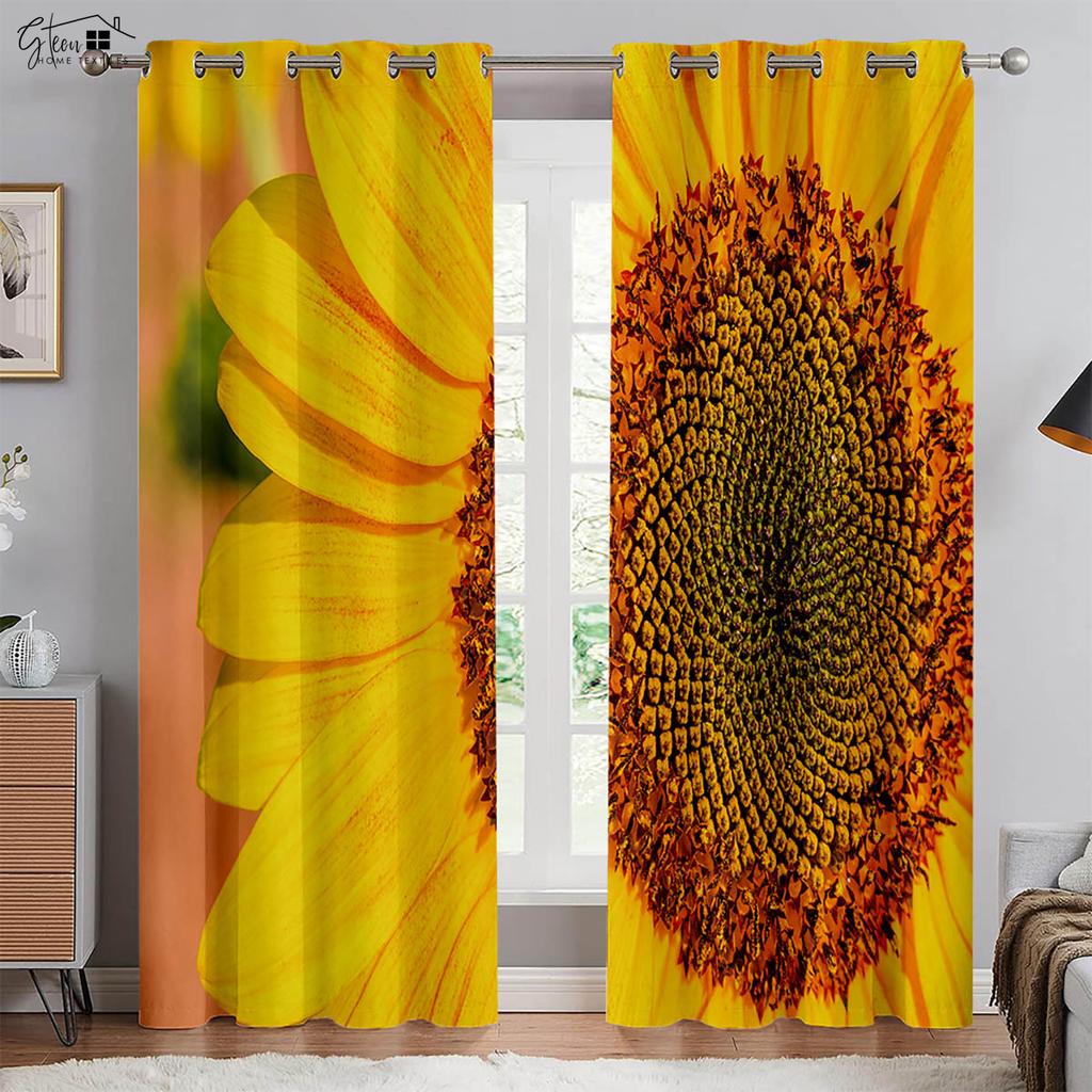 Flower Sunflower 3d Printing Curtain Light Blocking Heat Insulation Curtain Bed Room Living Room Study Light blocking Decoration Drapes