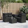 Sofa Set 6 Pieces Black Poly Rattan and Steel