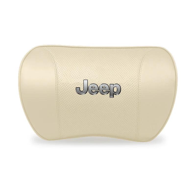 Für Jeep Auto Nackenkissen Schutz Lendenwirbelstütze Leder Kopfstütze Für Jeep Grand Cherokee Wrangler Gladiator Compass Renega