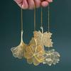 Vynikající duté kovové záložky Zlatá barva Leaf Vein Lotus Shape Book Marks with Tassel Psací potřeby Studentské potřeby pro čtení