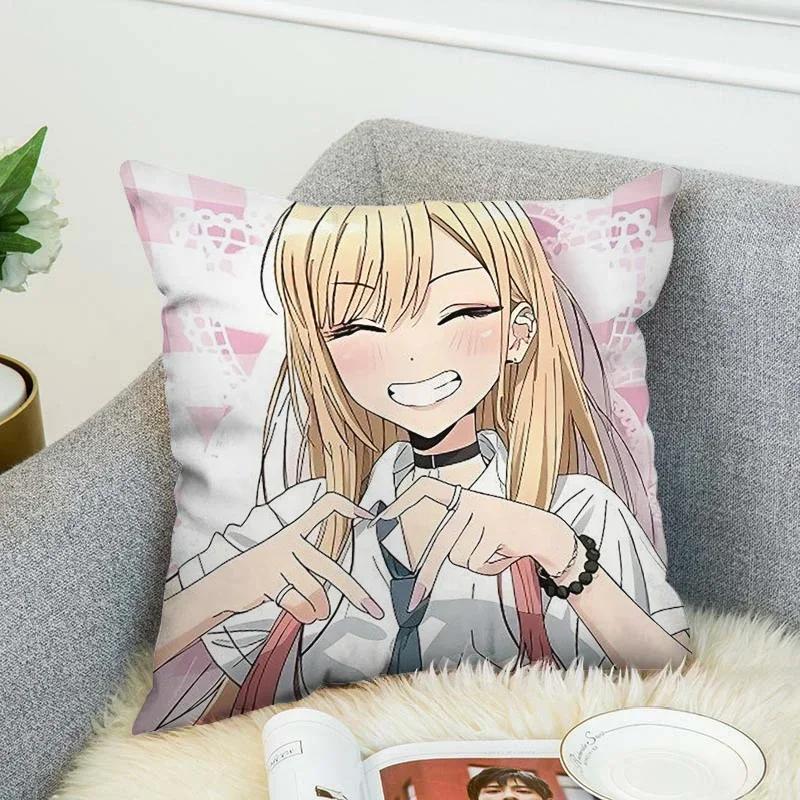 Pilow Cases Kitagawa Marin Couple Pillow Pillowcases 50X50 Decorative Pillows For Sofa Car Decoration Cushion Cover Luxury Anime