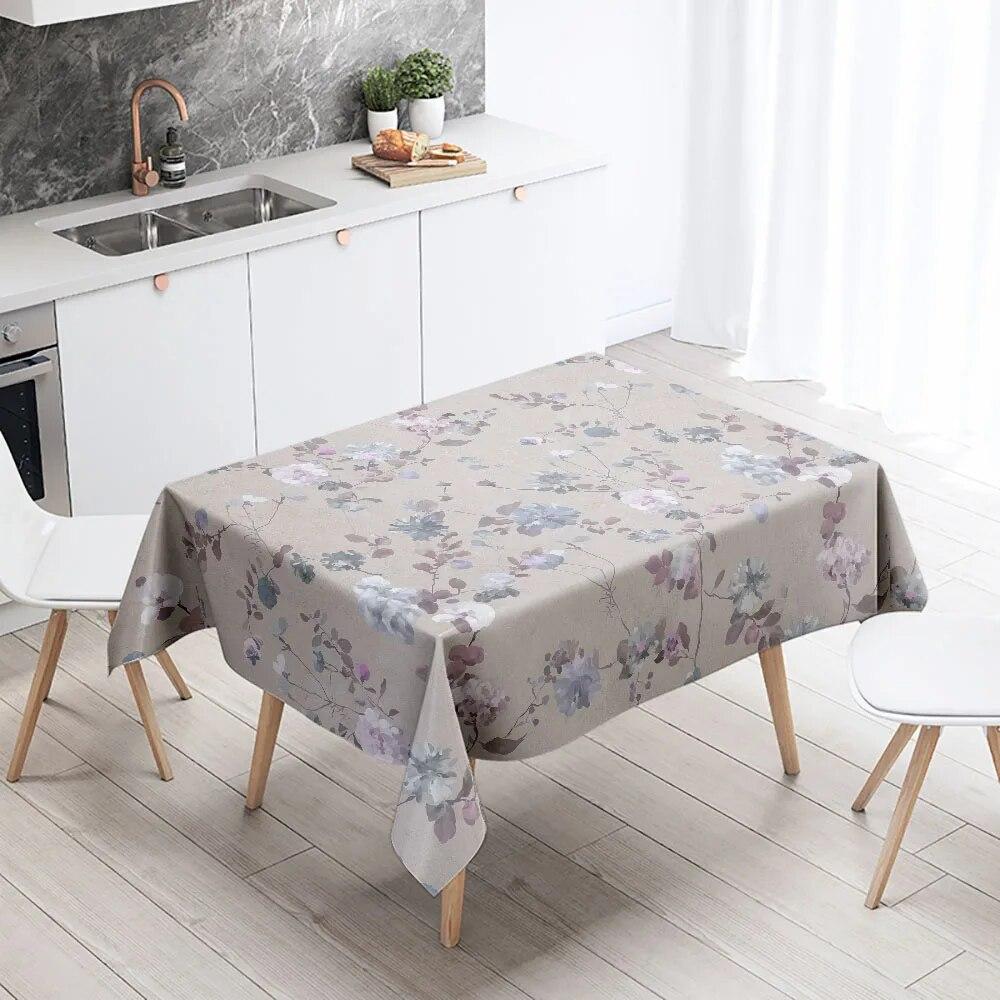 Kat Floral Tablecloth Home Decoration Anti-fouling Waterproof Dining Table  Rectangular Kitchen Fireplace Countertop