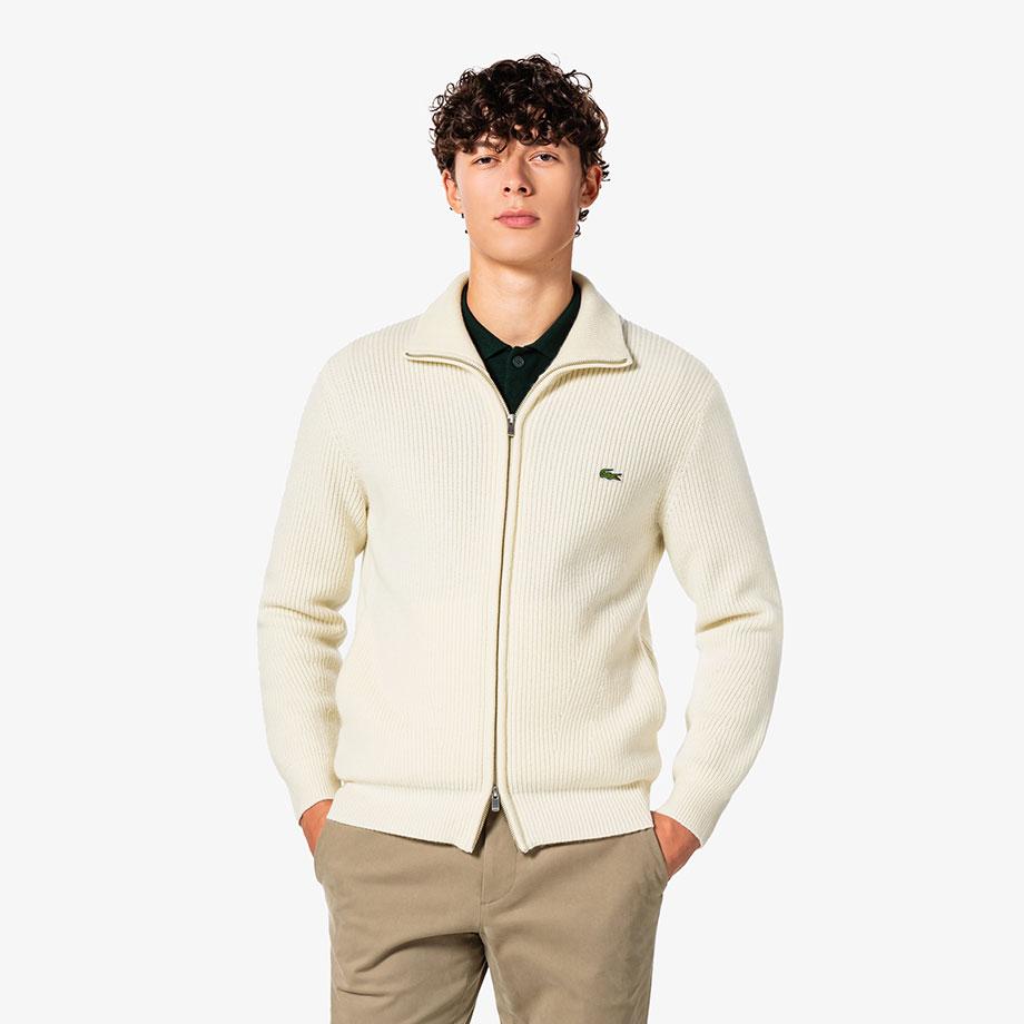 Lacoste Men's Ribbed Knit Full-Zip Cardigan AH155E-55N70V