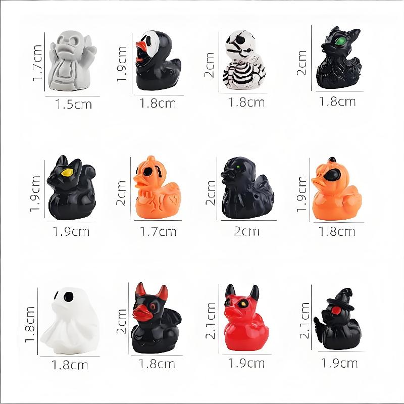 Halloween Miniature Resin Ducks Ghost Figurines 12Pcs Fadeless for Fairy Garden Window Sill Balcony Home Decor