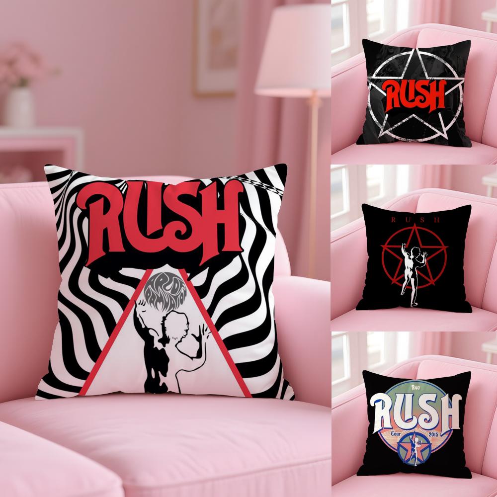 ROCK BAND R-RUSH Pillow Case Plush Fabric Soft Double-Sided Printed Sofa Home Decor Fine Winter  Gift Cushion Cover