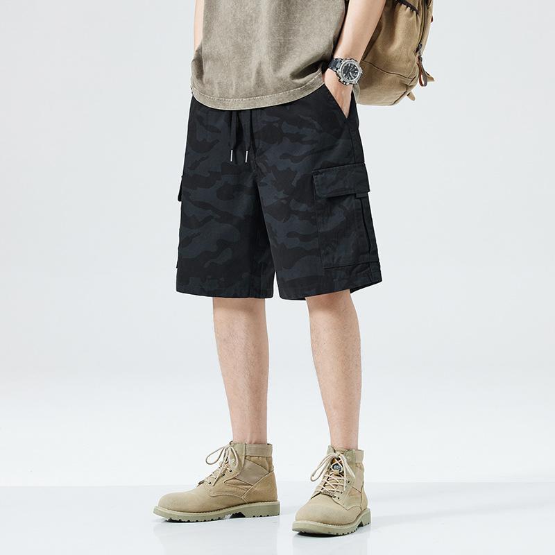 

Multi-Pocket Summer Shorts Black Camo Cargo Pantsen s Black Camouflage Cargo Shorts - Drawstring Waist Multi-Pocket Casual Summer Shorts S чорний