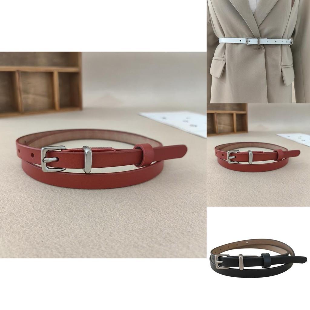 Classic Twolayer Leather Belt For Women With Silver Buckle For Casual And Office Wear