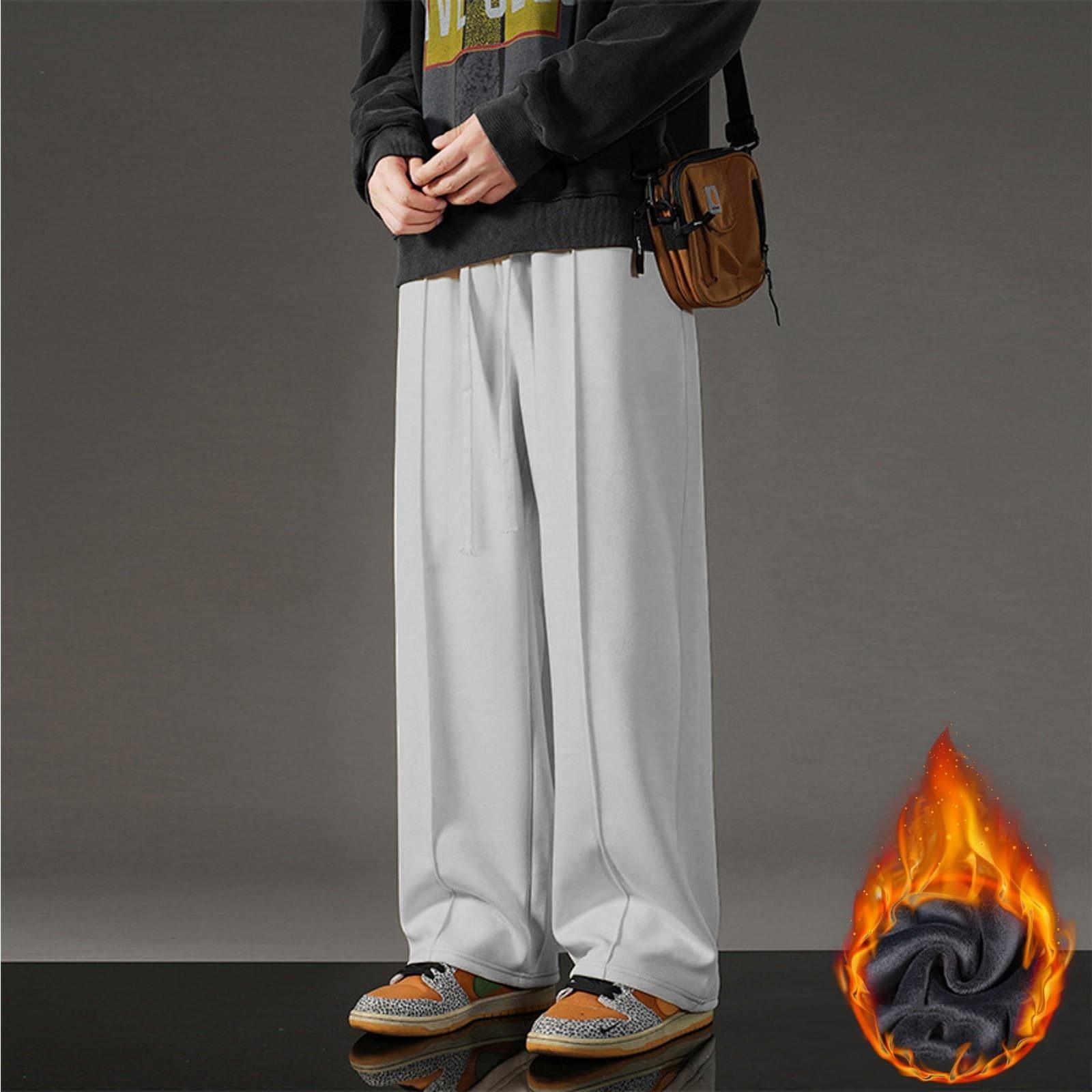 

Мужские повседневные свободные однотонные вертикальные широкие штаны и флисовые брюки XXXXL