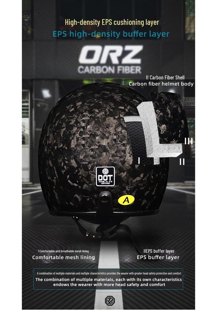 Carbon Fiber Retro Half Helmet for Men and Women - Electric Scooter & Outdoor Riding