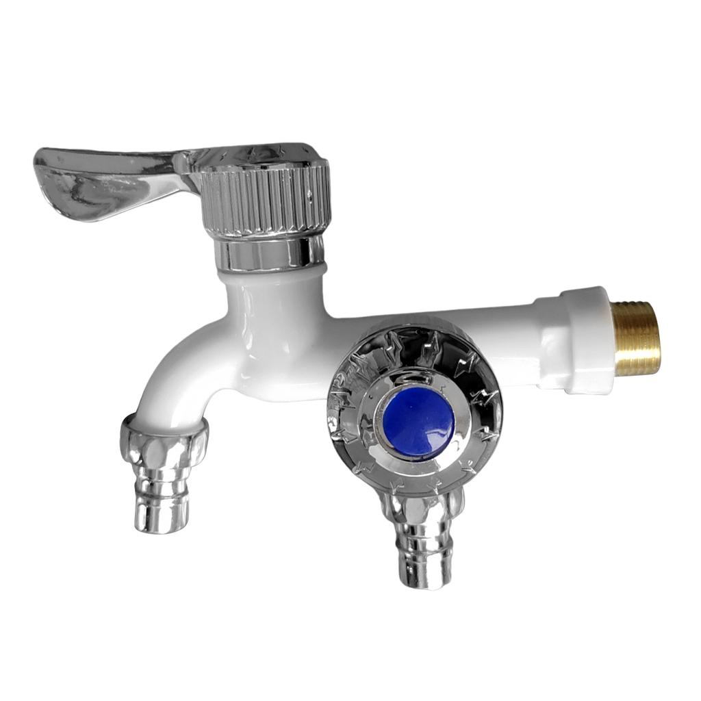 Dual-Head Washer Faucet With One Inlet And Two Outlets Sturdy Antifreeze Faucet Splitter Easy Installation Garden Hose Splitter