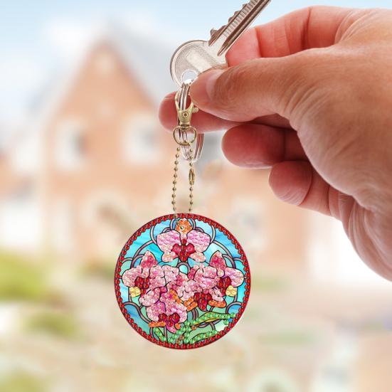 6Pcs Diamond Painting Keychain Cartoon Double Sided Diamond Painting Handmade Gift DIY Lovers Backpacks Walls Windows Decoration