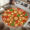 Christmas Gingerbread Man Round Rug Holiday Decorative Mat Outdoor Xmas Living Room Perfect Christmas Gift for Family Friends