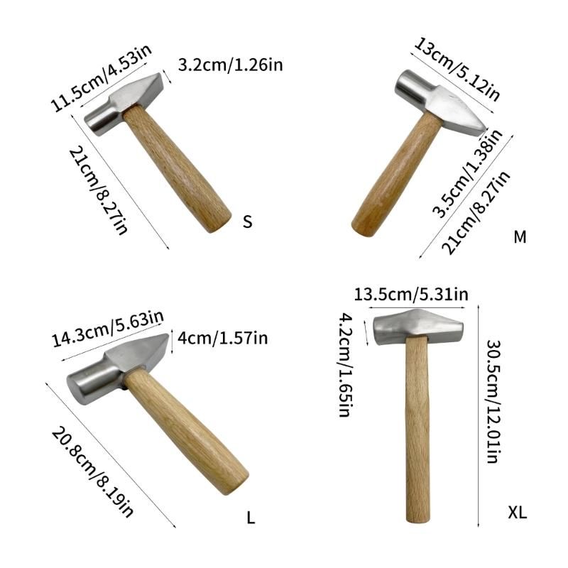 Practical Sturdy Metalworking Hammer Portable Accessory for Jewelers Supplies Flat Face Hardwood Handle Daily Use