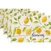 4PC Hot Summer Placemats Refreshing Lemon Table Non-slip and Heat-insulating Linen Napkins Table Cloths Decorations Placemat