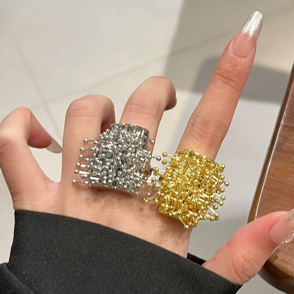Design Open Index Finger Ring Chunky Style Exaggerated Design Open Rings Vintage Style Geometric Shape Chunky Jewelry