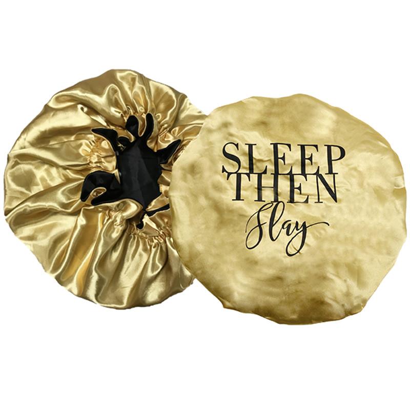 New Design Lady Large Satin Elastic Band Female Fashion Bonnet Designer Hair Bonnets Satin Sleep Cap