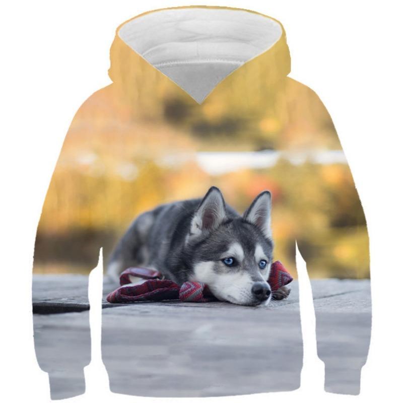 Autumn 3D Animal Pattern Printed Hoodies Fashionable Casual Sports Long Sleeved Children's Boy Hooded Sweatshirts