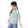 Girls' Striped Colorblock Bow Short Sleeve T-shirt