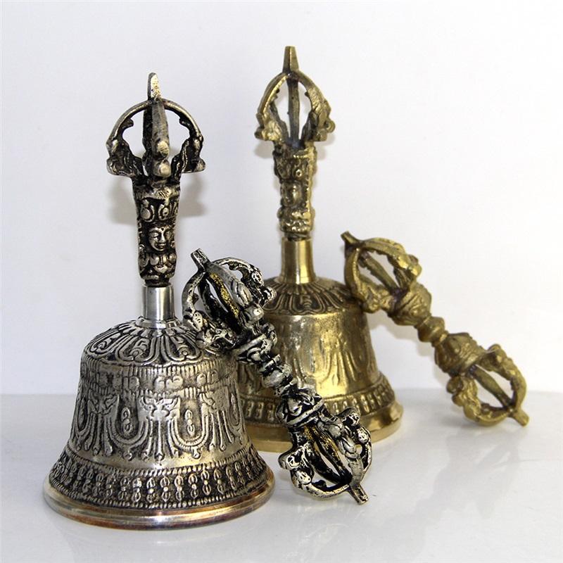 Tibetan Buddhist Meditation Bell and Dorje Set  Shiplies Extra Loud Multi-Purpose Hand Call Bell