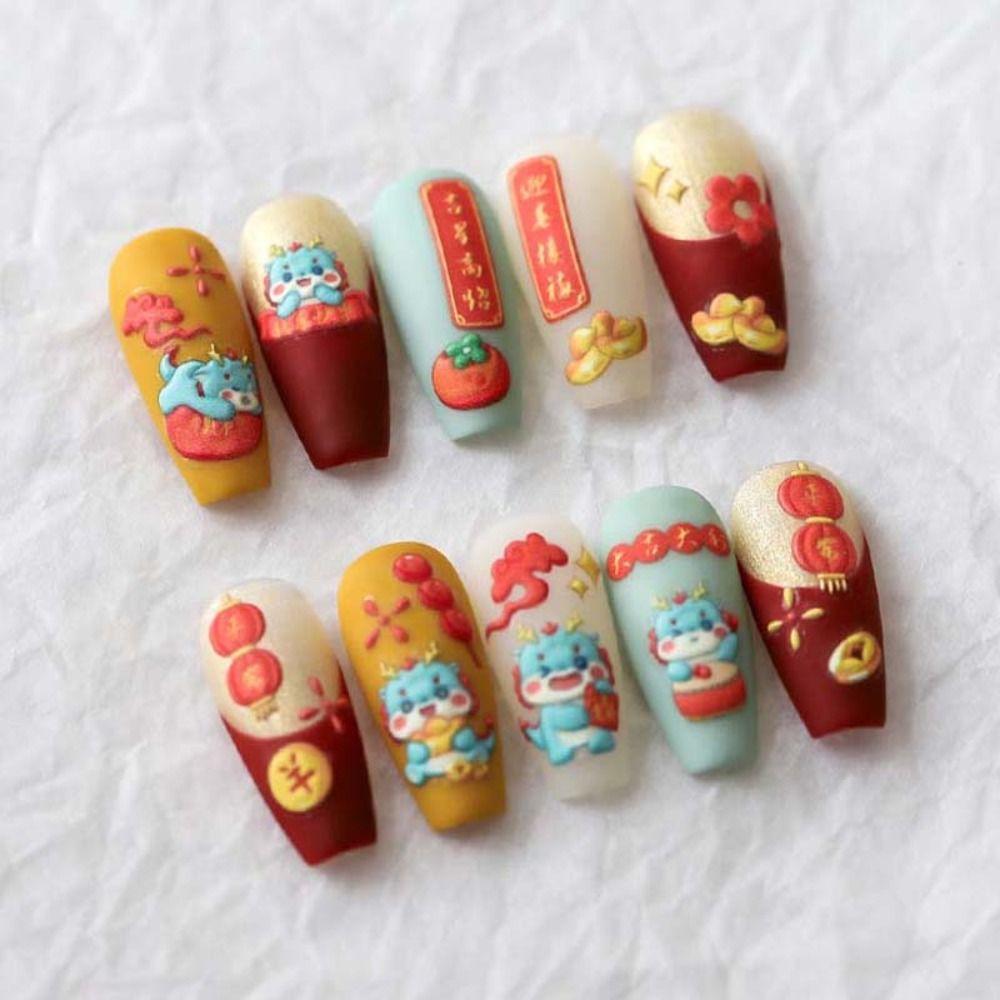 Nail Accessories Chinese New Year Nail Stickers Manicure Ornaments Chinese Nail Decorations  Girls