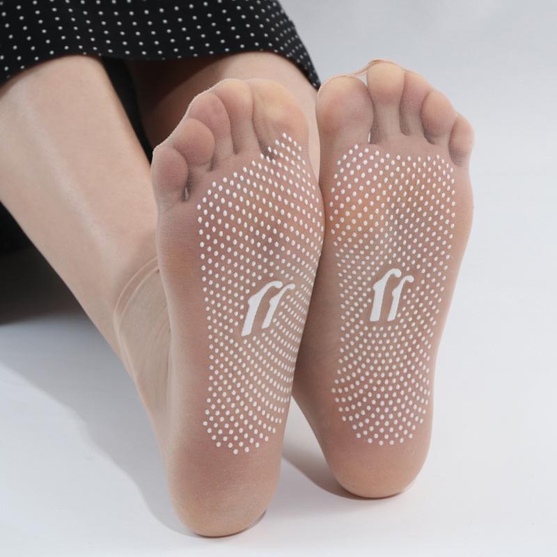 10 Pairs Anti-Slip Silicone Velvet Crystal Stockings Women's Wear Resistant Breathable Ultra-Thin Short Core Glue Package Mid-Calf Socks