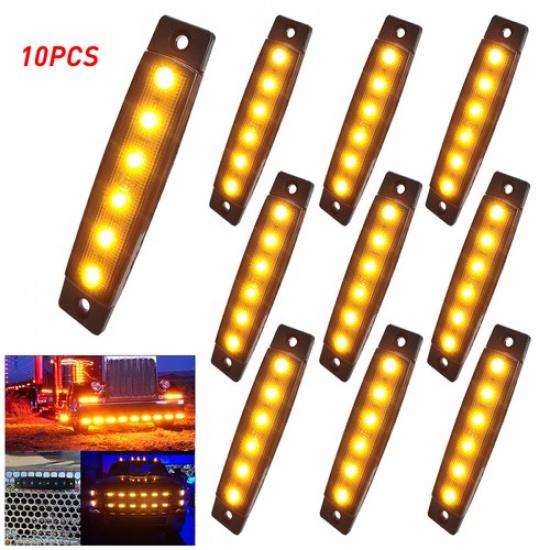 

10x 3.8 Smoked Amber Marker Clearance Side Lights 6 LED for Truck Trailer Boat