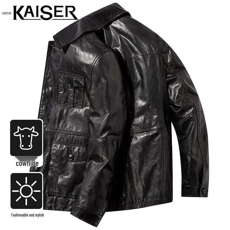 

KAISER Мужская мотоциклетная куртка из натуральной кожи с лацканами 4XL