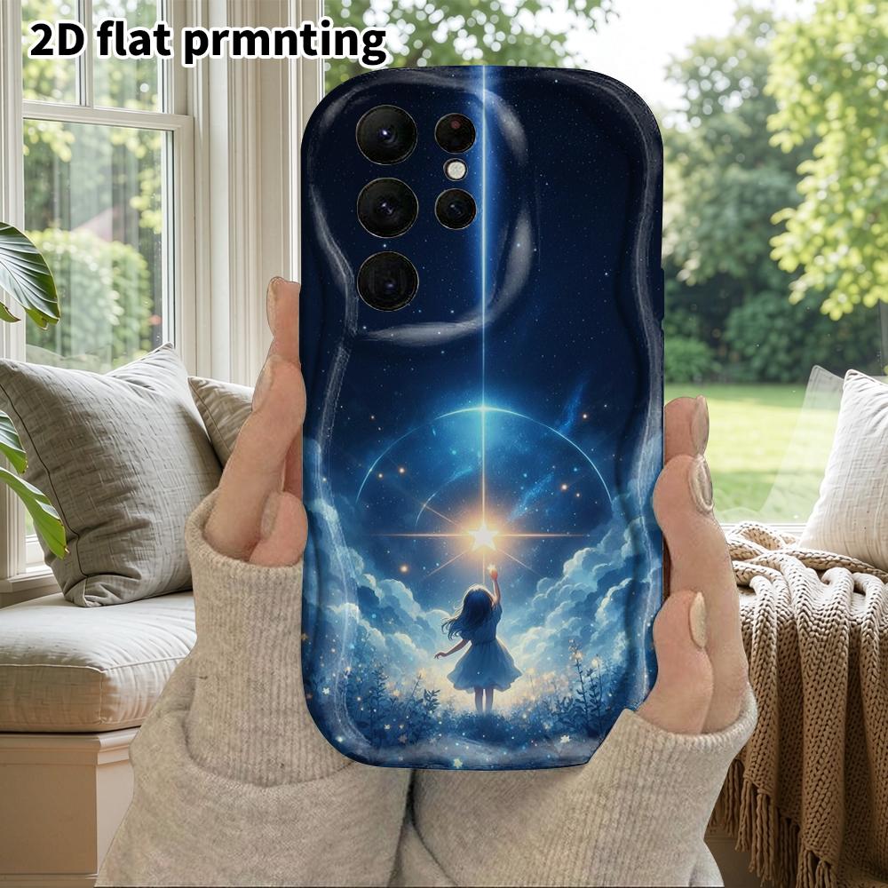 Phone Case: 2D Flat Samsung Galaxy A34 A35 M05 M06 S20 S22 S21 FE Plus 5G Protective Case, Couple Style, Star-Picking Girl, Christmas and Halloween Gi