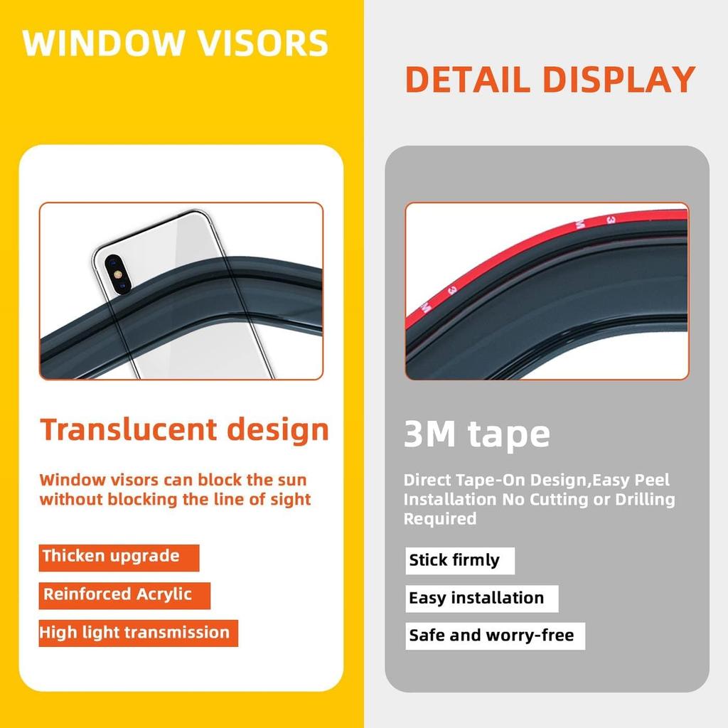 In-Channel Rain Guards Compatible With 2001-2005 Sport Trac 1997-2001 Mercury Mountaineer 1991-2001 Explorer Side Window Visor Wind Deflector Vent