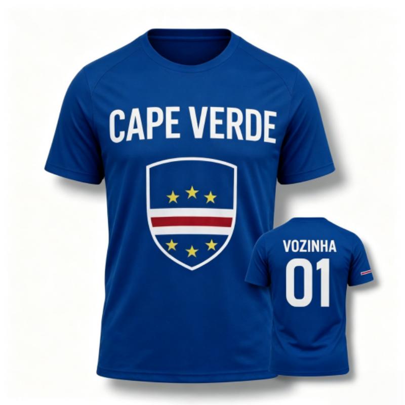 2026 Neues Kap Verde Fan Fußballtrikot Kap Verde Fußballhemd Familien Trikots Rundhals T-Shirt Schnelltrocknend Feuchtigkeitstransportierend L