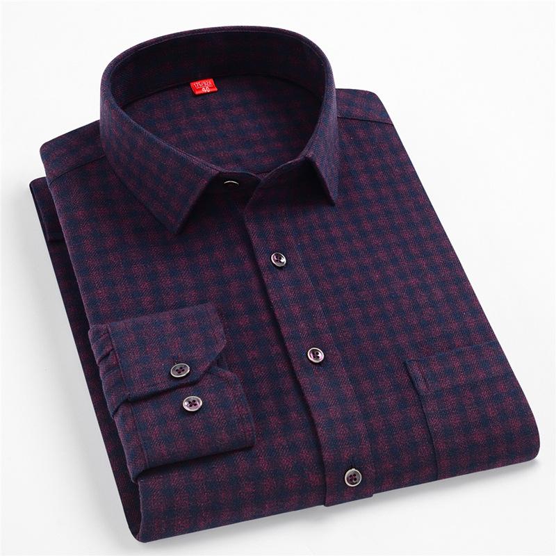 Men's Trendy Plaid Slim Fit Long Sleeve Shirt - Comfortable & Casual.