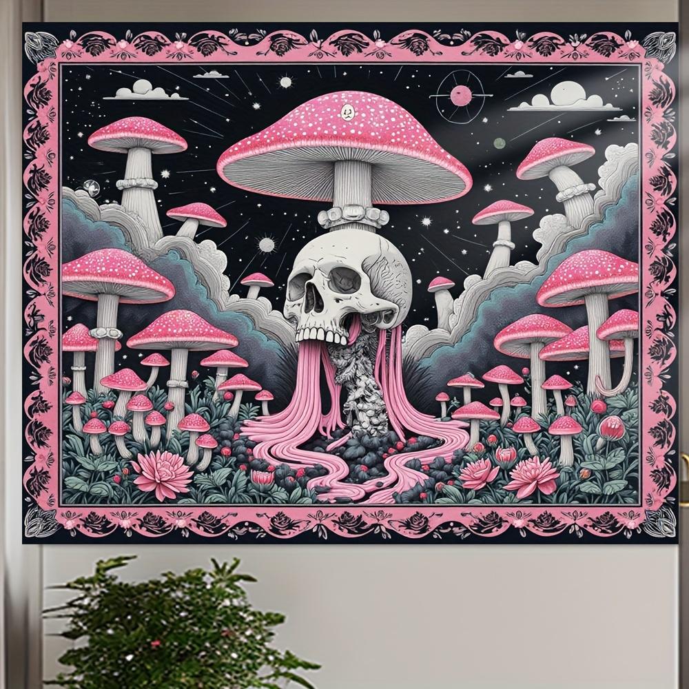 

VIKAMA Dark Fantasy Tapestry Skeleton Mushroom Living Room Feature Wall Hanging Music Party Theme Bed Breakfast Room Decor 74x94cm(29x37in)