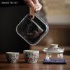 Jingdezhen Blue and White Porcelain Tea Set Glass Gaiwan One Pot Two Cups Outdoor Tea Infuser Travel Portable Ceramic Tea Set