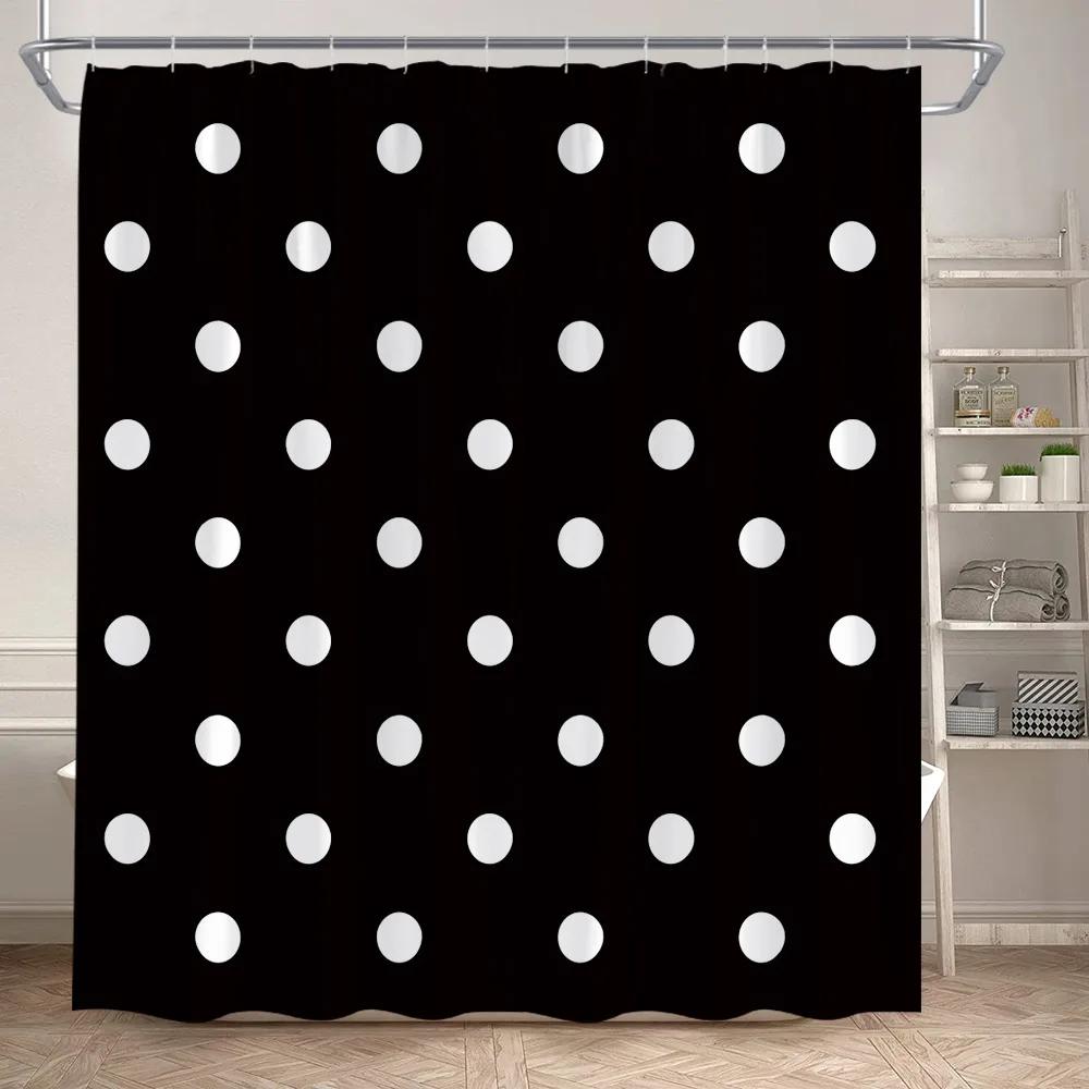 Schwarz-Weiß Gestreifter Duschvorhang Moderne Geometrische Linien Minimalistischer Europäischer Stil Badvorhänge Polyester Badezimmerdeko W120H180(CM)-1 Pcs