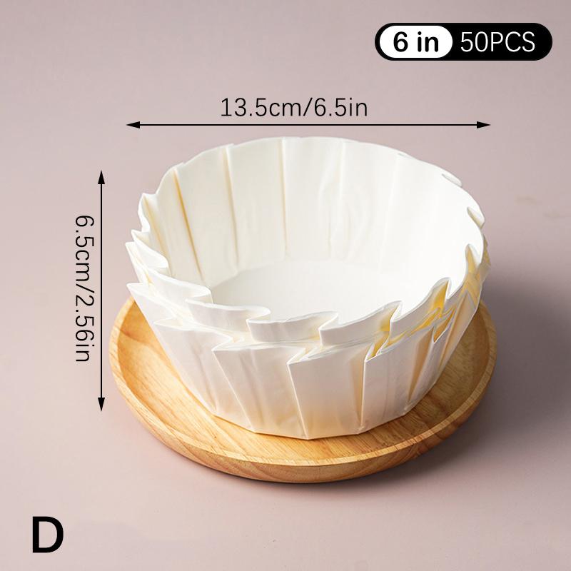 50 Stück gemischte Größe faltlose Cupcake-Förmchen 3,5-8 Zoll ölbeständige Backförmchen für Hochzeitsfeier Muffin-Kuchenform Papierverpackung