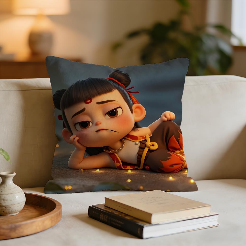 

Chinese Anim Nezha Cushion Cover Short plush pillowcase for bed sofa carwashable 30x30cm