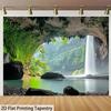 Arazzo da Parete Grotta con Cascata Maestosa, Stampa Paesaggio Fiume Foresta Verde Rigogliosa, Decorazione Casa Boho per Soggiorno Camera da Letto