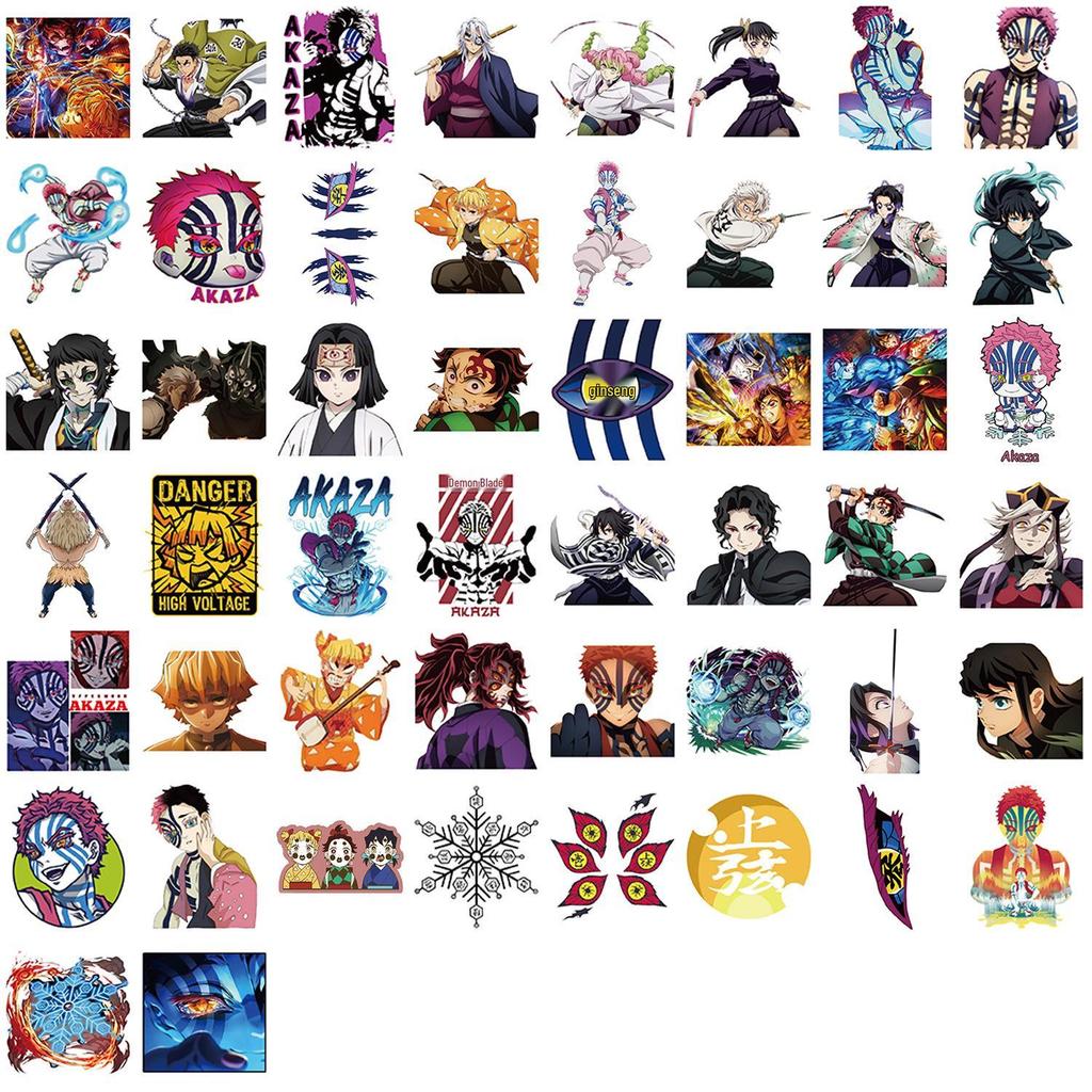 50 Nowych Naklejek Demon Slayer Akaza - Wodoodporne, Samoprzylepne, Kreskówkowe Anime Dekoracja Dziennika