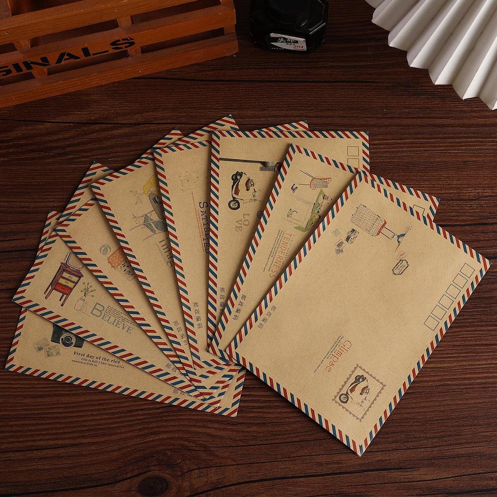 Retro Airmail Envelope & Postcard Set: Perfect for DIY Greeting Cards & Gifts