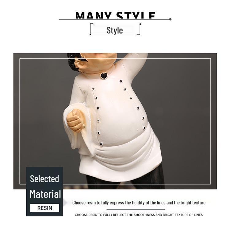 Ornament Retro American Chef Rășină: Decor elegant de masă pentru casă, restaurant sau bucătăria cafenelei