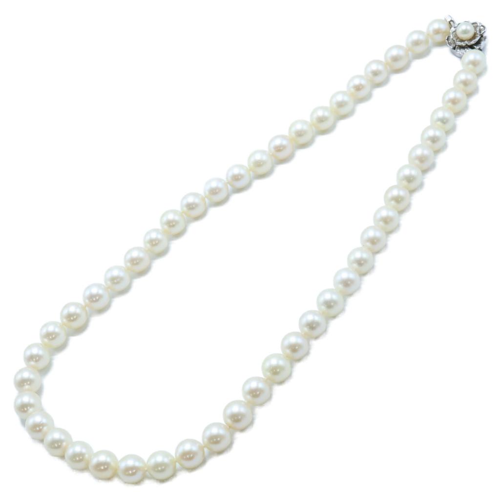 SV925 SILVER clasp 0.3" pearl Necklace Silver / WhiteUsed
