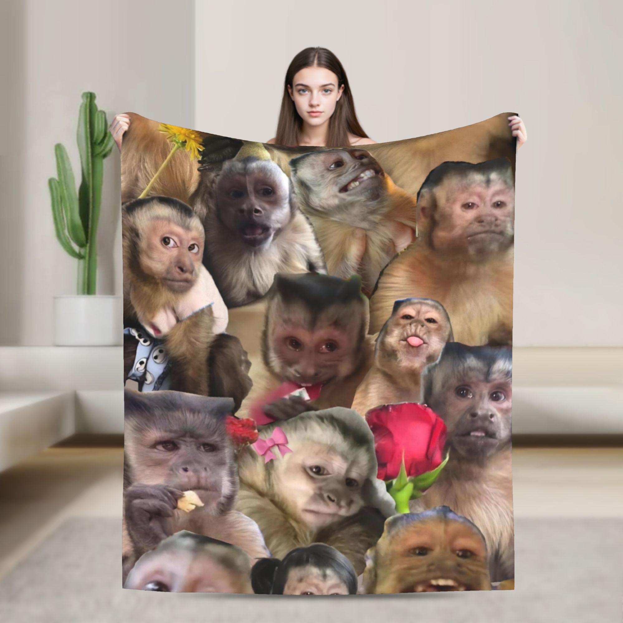 

Super Soft Funny Monkey Cartoon Throw Blanket Premium Flannel Fleece Lightweight Bed Blanket Cozy Warm Blankets All Season Use 100x150cm