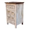 Wood Carved Side Cabinet Bedside Storage With Desk Drawer,Living Room End Table Furniture-Sideboard Drawer-Wood Cupboard Nightstand