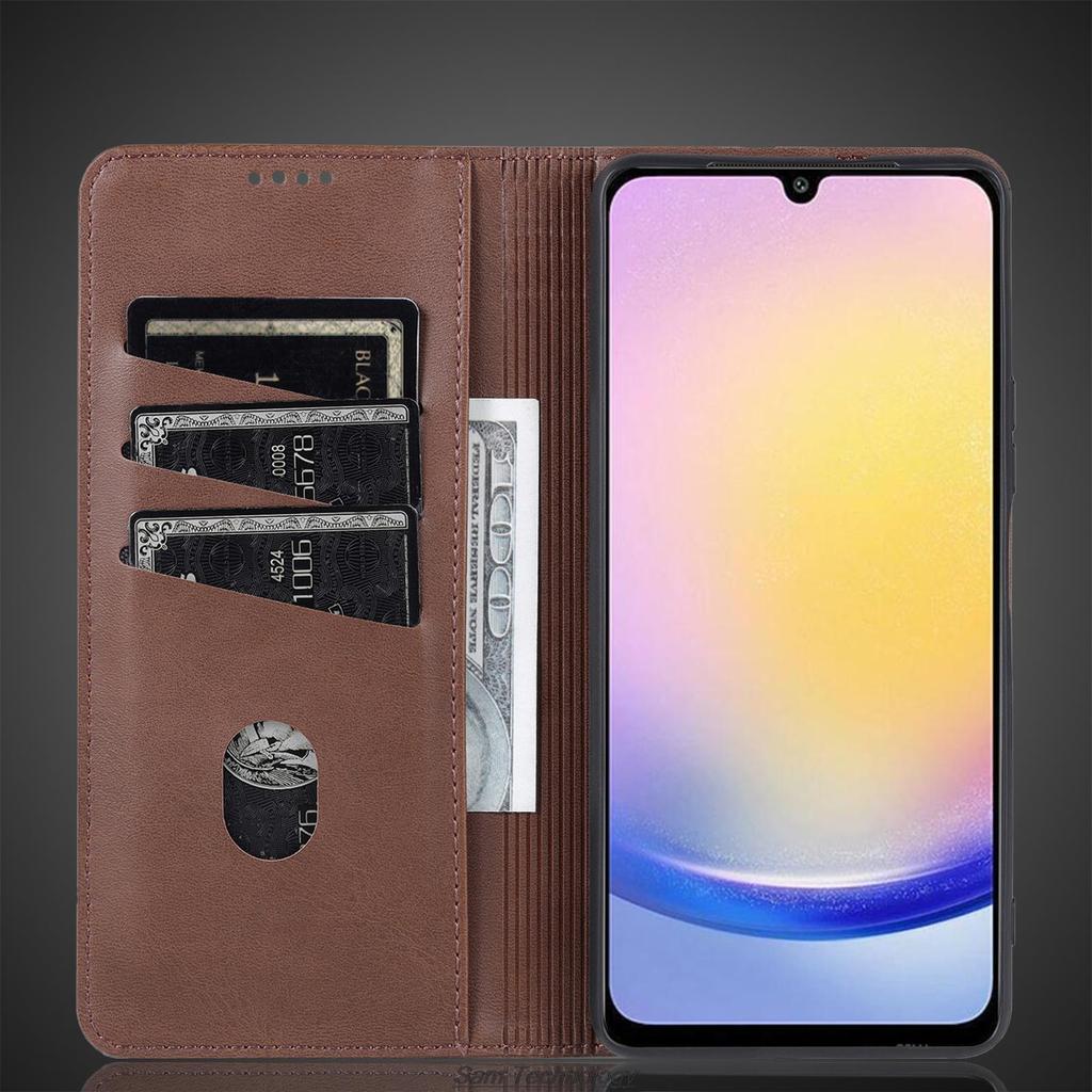 Deluxe Magnetic Adsorption Leather Fitted Case for Samsung Galaxy A25 Flip Cover Protective Case Capa Fundas Coque