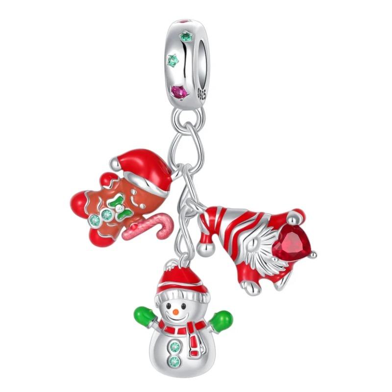 Copper Santa Claus Charms Bead Christmas House Dangle Pendant Fit Bangle Bracelet Necklace Diy Jewelry