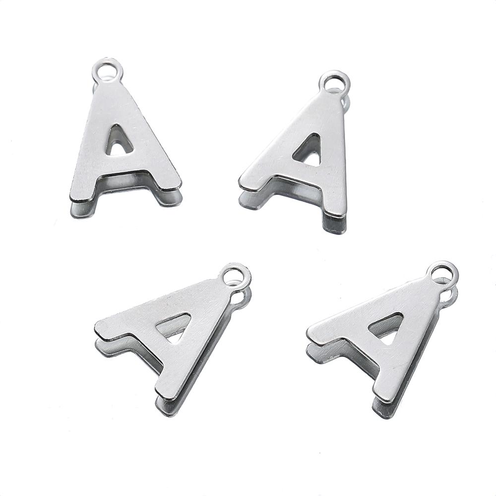 50 Stück Edelstahl 12mm Englische Buchstaben A-Z Anhänger für DIY Halsketten Schmuckherstellung Zubehör