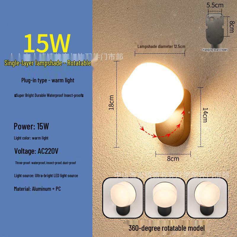 

Waterproof Outdoor Wall Light for Gate and Terrace White Light