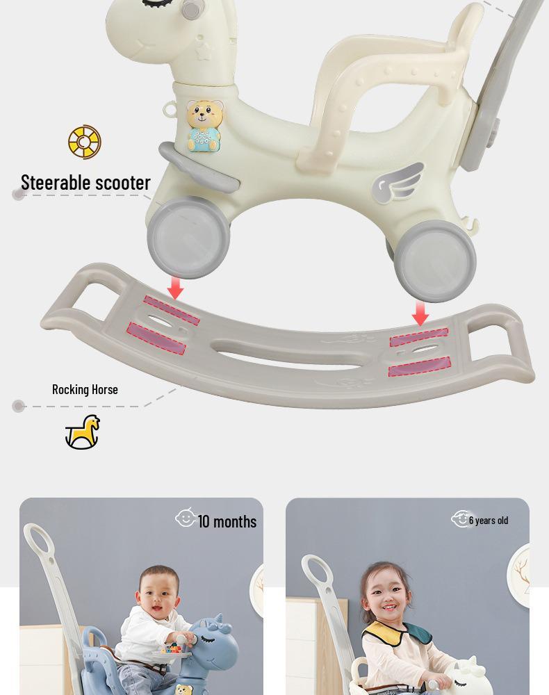 Children’s Wooden 2-in-1 Rocking Horse & Stroller - Ideal Birthday Gift for One-Year-Olds